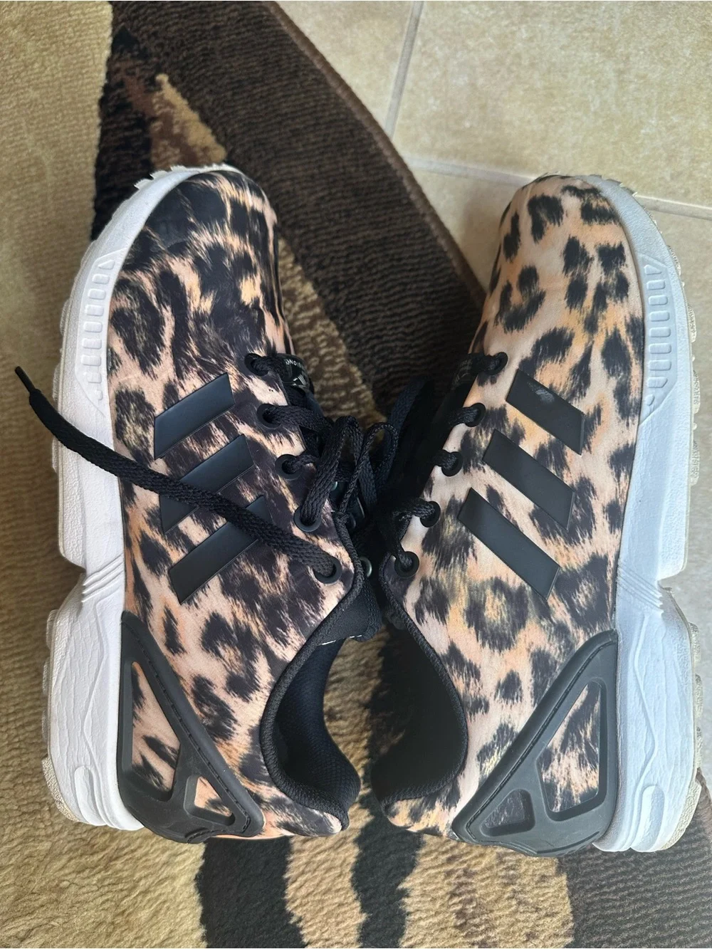 adidas Leopard Print Torsion Sneakers - Black & Tan